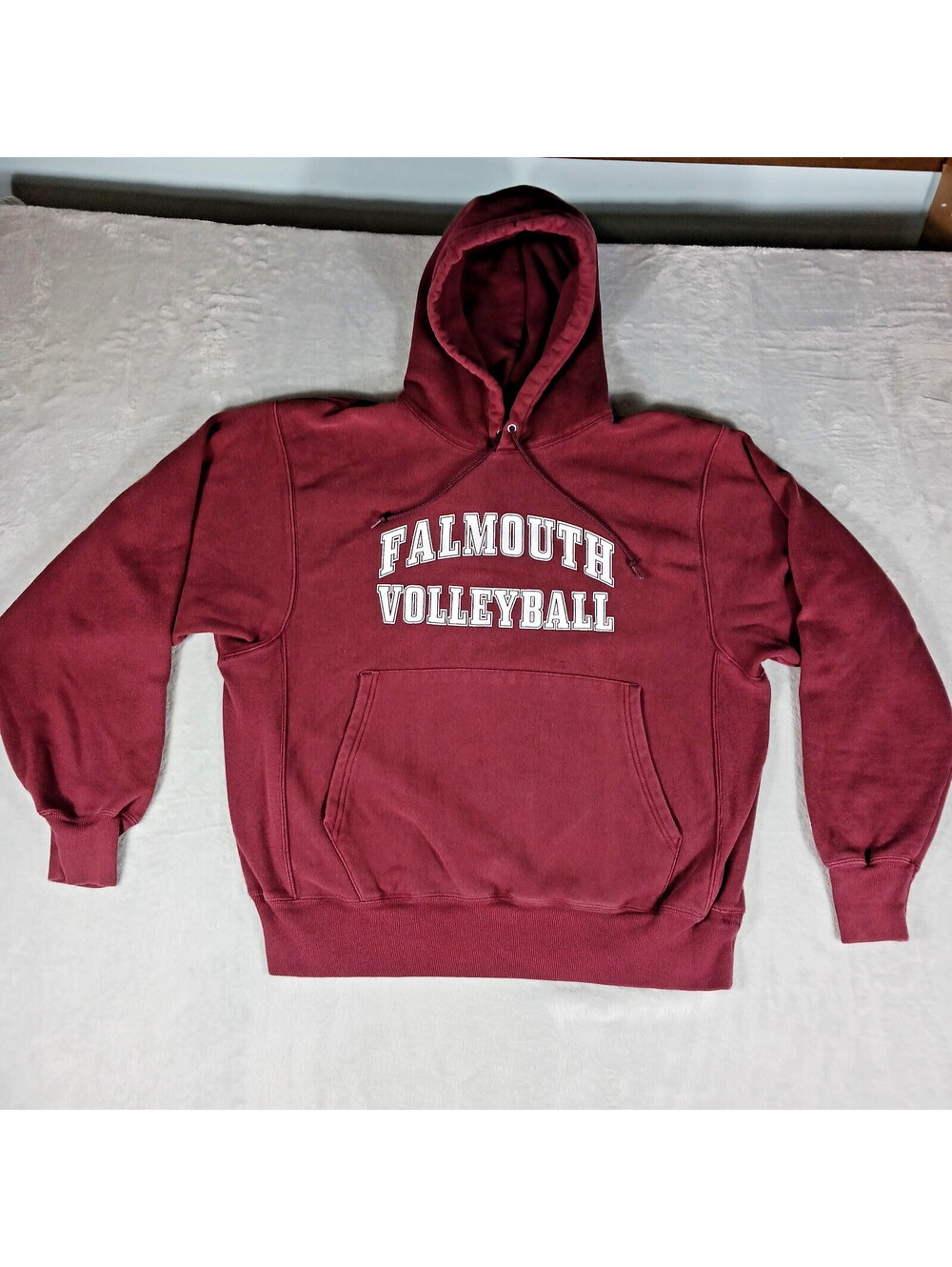 Champion Reverse Weave Hoodie Adult M Maroon Falmouth Volleyball Vintage College